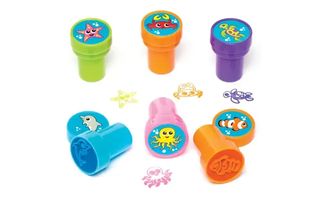 Sealife Self-inking Stampers Pack Of 10 Small Toys Assorted Ink Colours - Green, Blue, Purple, Orange & Pink product image