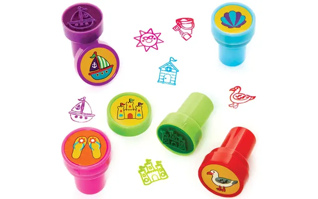 Seaside Self-inking Stampers Pack Of 10 Small Toys 5 Assorted Ink Colours - Red, Blue, Pink, Green & Purple product image