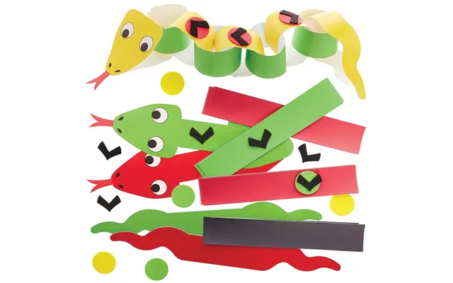 Snake Mix & Match Paper Chain Kits Pack Of 6 Party Decorations 3 Assorted Snake Colours - Red, Green & Yellow