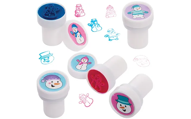 Snowman Self-inking Stampers Pack Of 10 Christmas Craft Supplies 5 Assorted Ink Colours - Light Blue, Dark Blue, Pink, P product image