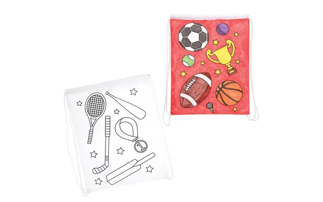 Sports Colour-in Fabric Drawstring Bags Pack Of 2 Decoration Craft Kits