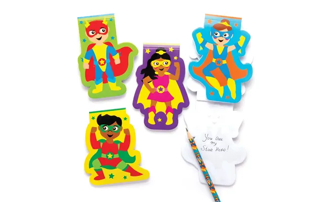 Star Superhero Notepads Pack Of 8 Paper & Card 4 Assorted Colours - Purple, Yellow, Green & Blue