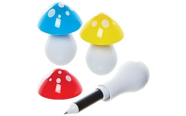 Toadstool Mushroom Pens Pack Of 6 6 Colours - Red, Green, Blue, Pink, Purple & Yellow
