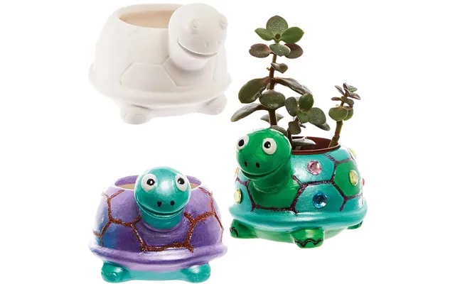 Tortoise Ceramic Flowerpots Box Of 2 Nature Craft Kits