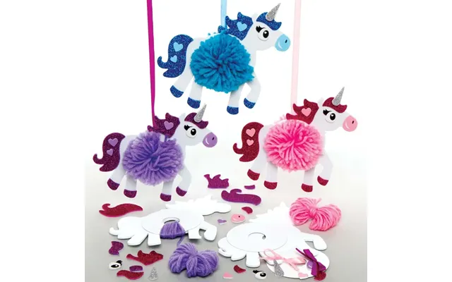 Unicorn Pom Pom Kits Pack Of 3 Art Craft Kits 3 Assorted Colours - Pink, Purple & Blue