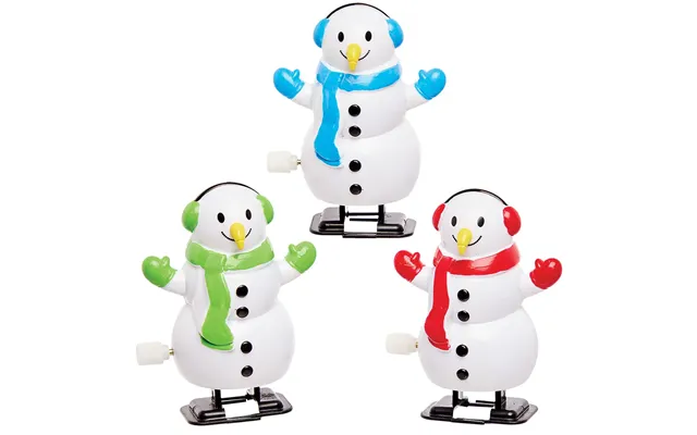 Wind-up Snowman Racers Pack Of 3 Christmas Toys 3 Assorted Colours - Blue, Red & Green