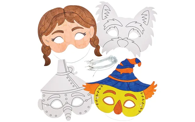 Wizard Of Oz Colour-in Masks Pack Of 8 Dorothy - Toto