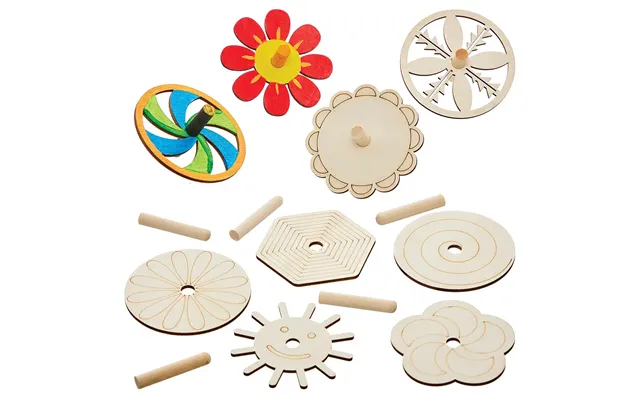 Wooden Shaped Spinning Tops Pack Of 9
