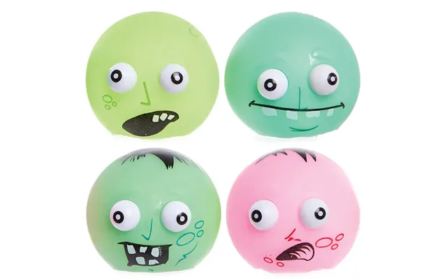 Zombie Monster Squeezy Bouncy Balls Pack Of 4 Halloween Toys