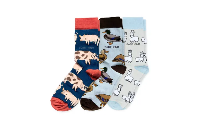Blue Farm Animals Bundle Of 3 Bamboo Sock Set Uk Adult 7-11 product image