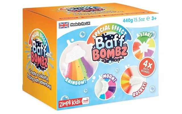 Zimpli Special Effect Bath Bombs 4 Pack - Cloud Rainbow, Rocket, Moon & Star Set