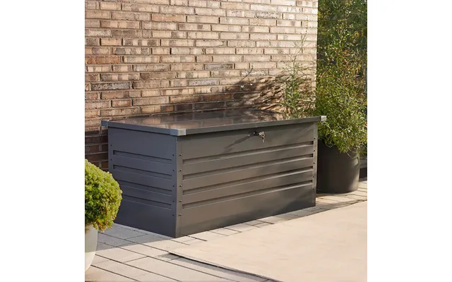 120cm Garden Storage Box Chest Lockable Tool Organizer Dark Grey