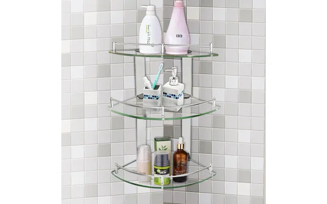 3-tier Corner Shower Caddy With Tempered Glass 20x20cm