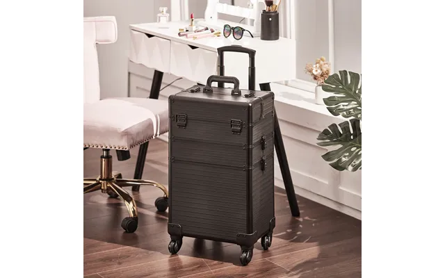 3in1 Cosmetic Train Case With Detachable Beauty Storage Box,black