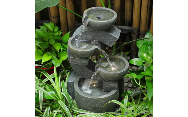 4 Tier Grey Bowl Cascading Electric Water Feature With Led Light