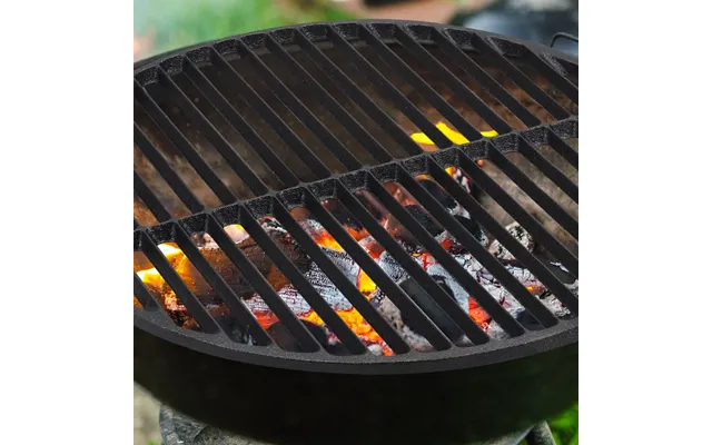 45.5cm Circular Cast Iron Grilling Grate Dual Side Grid For Bbq