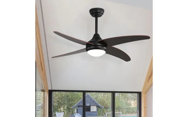 48 Inch Black Ceiling Fan With Led Light Kit 4 Blades And Remote Control