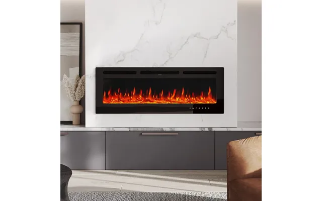 60 Inch Recessed Wall Mounted Electric Glass Fireplace With Remote 12 Colours