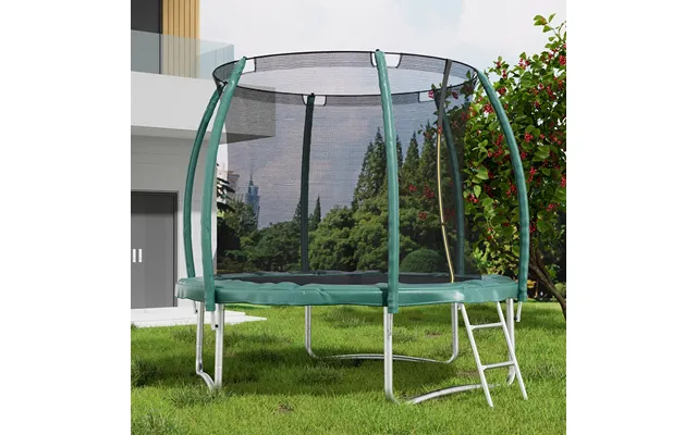 Dark Green 10ft Outdoor Enclosure Trampoline With Ladder