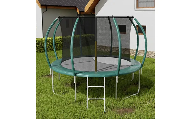 Dark Green 12ft Outdoor Enclosure Trampoline With Ladder