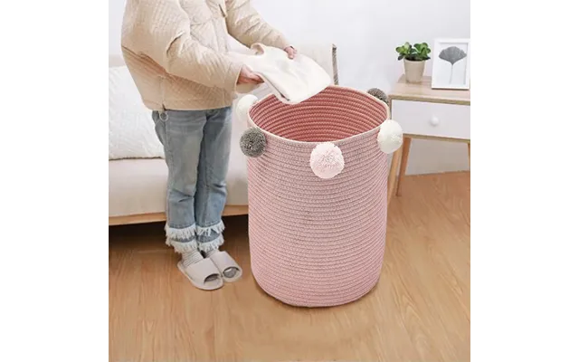 Dia 32cm Cotton Laundry Basket Pink Clothes Hamper