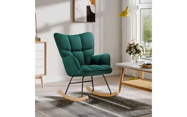 Green Tufted Upholstered Rocking Chair