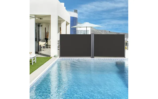Grey 600x160cm Outdoor Retractable Privacy Reversible Side Awning