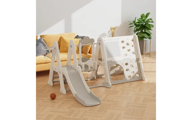 Grey 8 In 1 Toddler Swing And Slide Set With Building Block Baseplate