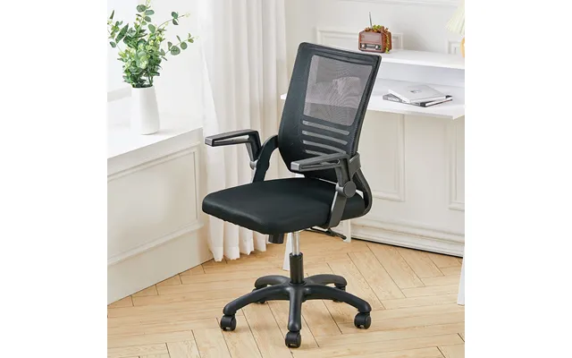 Mesh Office Chair Ergonomic Design With Black Flip Up Armrests - Black