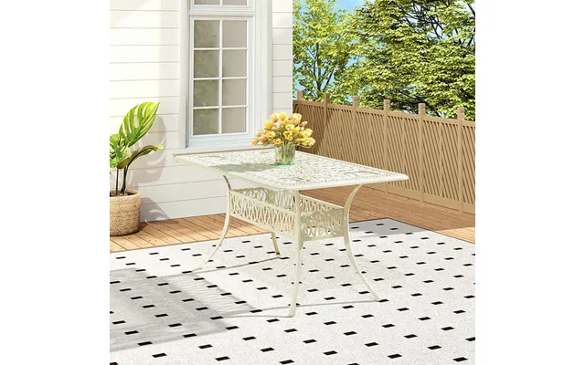 Outdoor Rectangular White Cast Aluminum Garden Bistro Table