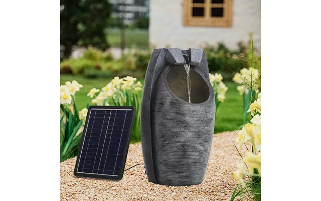 Outdoor Solar Powered Resin Water Fountain Rockery Decor With Light