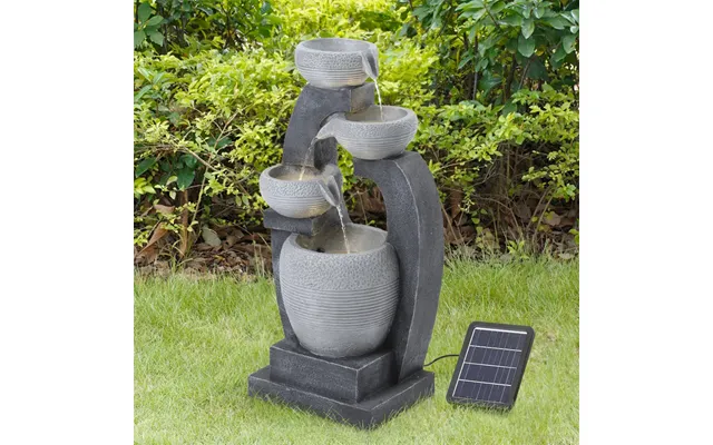 Outdoor Solar Powered Resin Water Fountain Rockery Decor