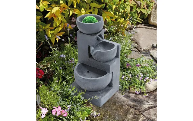 Outdoor Solar Powered Water Fountain Decor With Fake Grass