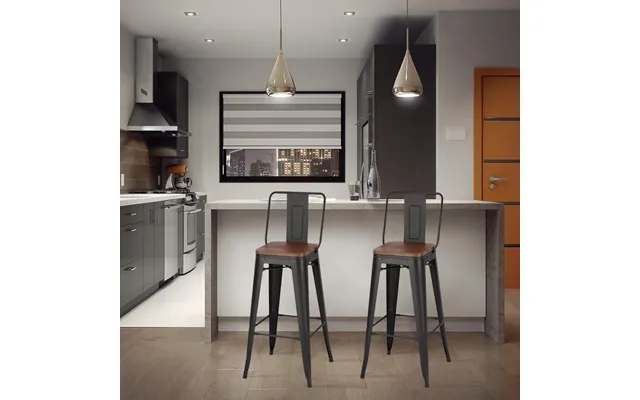 Set Of 2 Metal Frame Vintage High Bar Stool