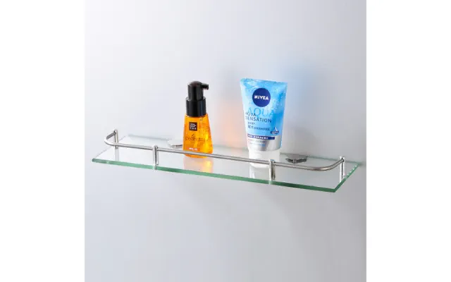 W40cm Bathroom Floating Shelf With Tempered Glass Panel 6mm Thick