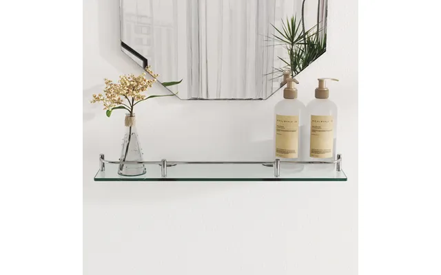 W50cm Bathroom Floating Shelf With Tempered Glass Panel 6mm Thick