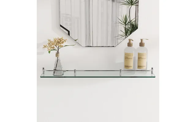W60cm Bathroom Floating Shelf Tempered Glass Panel 6mm Thick