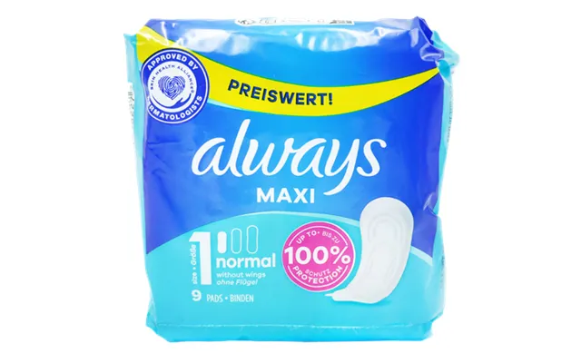 Always Maxi Normal Size 1 Sanitary Pads Without Wings 9 Pcs