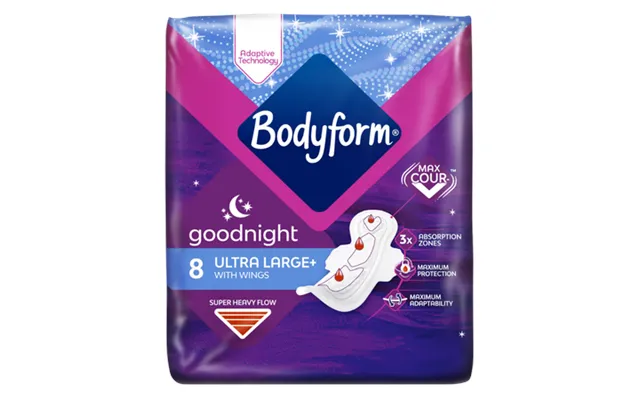 Bodyform Goodnight Ultra Large Sanitary Pads With Wings - 8 Pcs