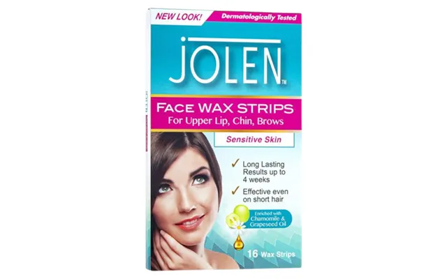 Jolen Facial Wax Strips For Sensitive Skin Quick & Gentle Hair Removal - 16 Pcs product image