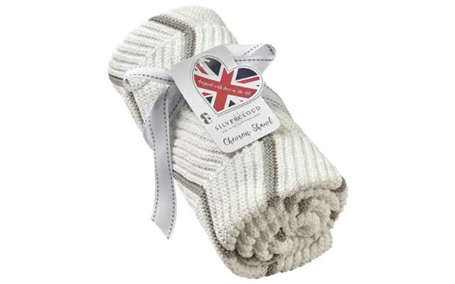 Silvercloud Chevron Cream Grey Knit Baby Shawl product image