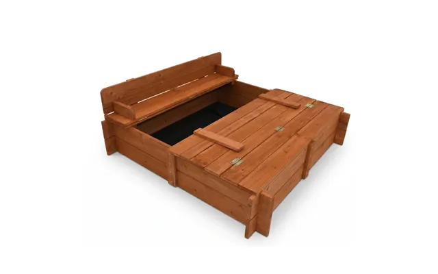 96cm Square Wooden Sandpit With Integrated Folding Lid