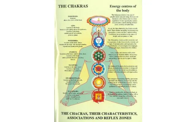 Chakras -- Laminated Folded A4 Their Characteristics - Associations & Reflexzones
