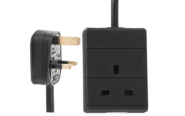 1 Gang 1m Mains Extension Lead Socket 13a - Black