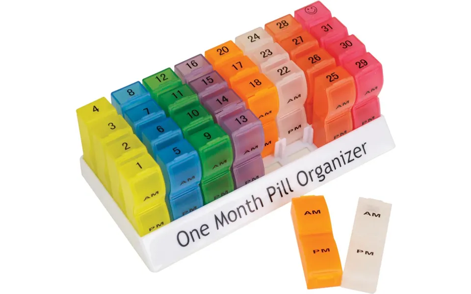 1 Month Pill Dispenser Tablet Box Organiser 2 Clearly Marked Compartments Per Day - Am And Pm For Those Who Take Many Ta