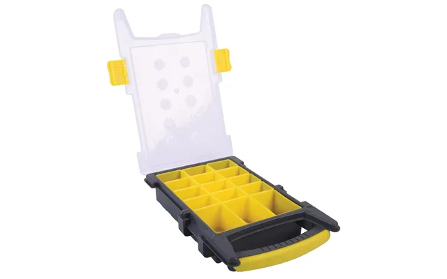15 Compartment Grey Yellow Organiser Storage Case With Removable Trays - 62mm X 338mm X 210mm, Crafting, Diy Etc