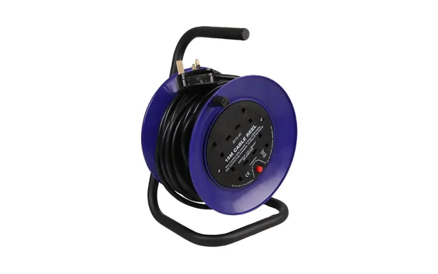 2 Gang Mini Open Cable Reel Extension Lead With Handle And Thermal Cut Out - 15m