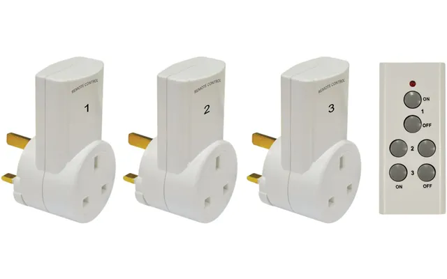 3 Pack- Remote Control Mains Plug Socket Adaptor Set