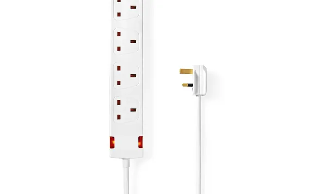 4 Gang 5m Mains Extension Lead Socket 13a - White