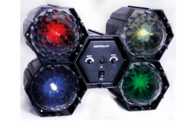 4 Way Multi-coloured Led Crystal Effect Disco Party Pod Light With Built-in Sound To Light Controller
